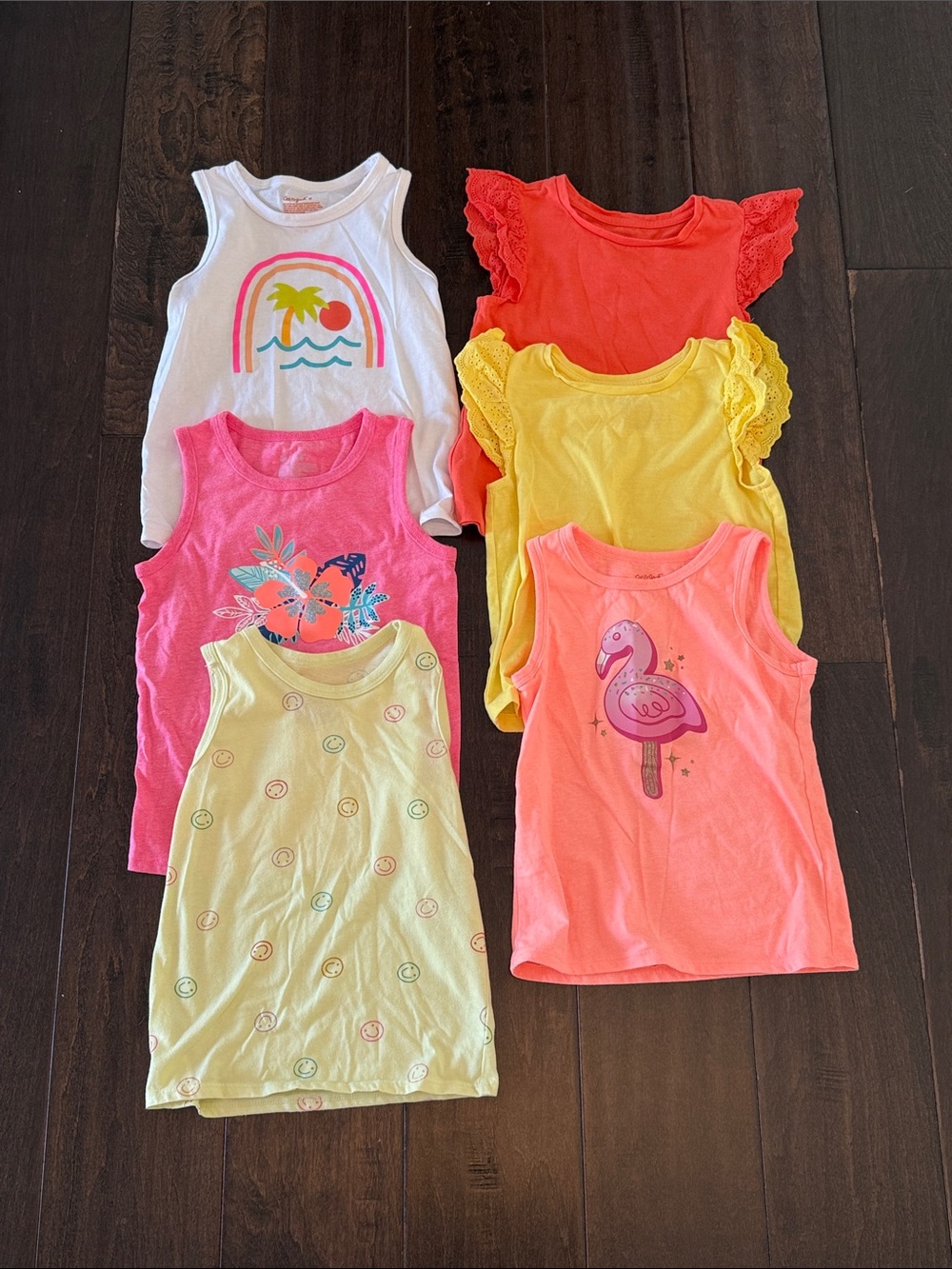 Huge Cat and Jack Bundle of Bright Mixed Tops - White, Pink, Yellow, Coral